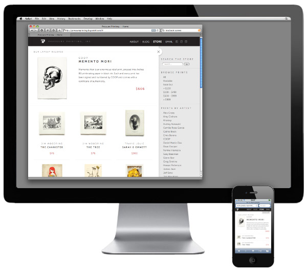 The website pictured on a phone and a large desktop screen.